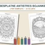 Dva PDF kompleta antistres bojanki za odrasle sa 24 A4 lista