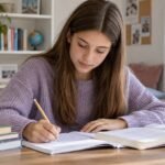 Učenica sedmog razreda priprema inicijalni test iz srpskog jezika