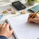 Učenik sedmog razreda rešava matematičke zadatke u svesci