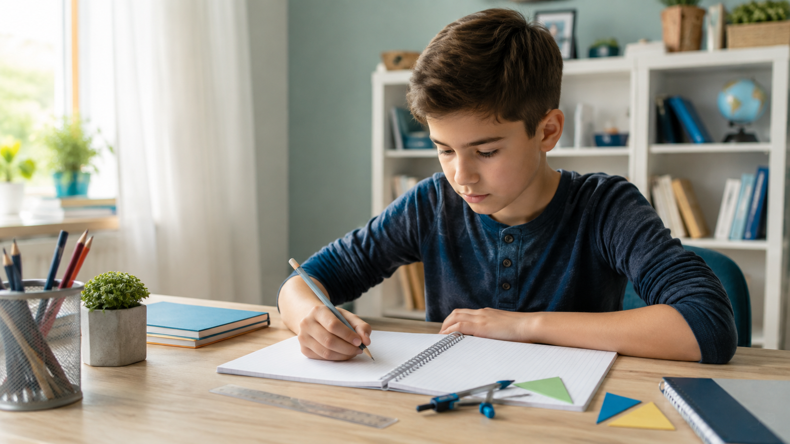 Učenik šestog razreda rešava inicijalni test iz matematike