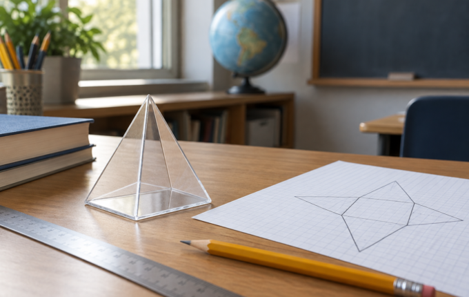 Providni model piramide uz mrežu i geometrijski pribor