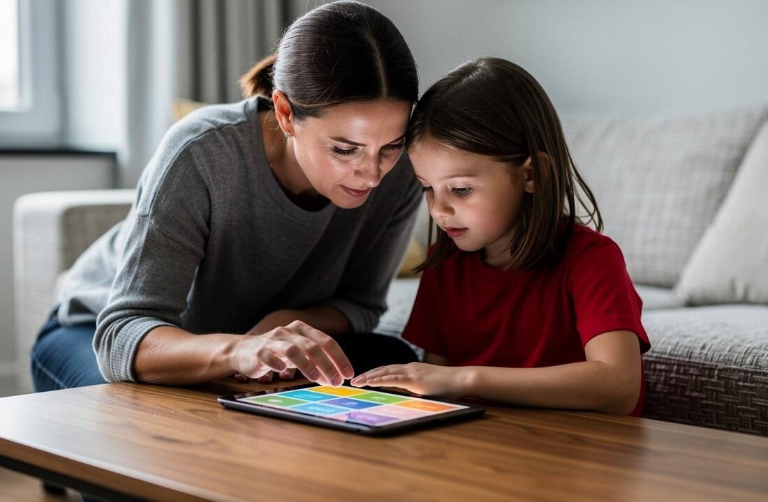zena-devojcica-tablet-sto