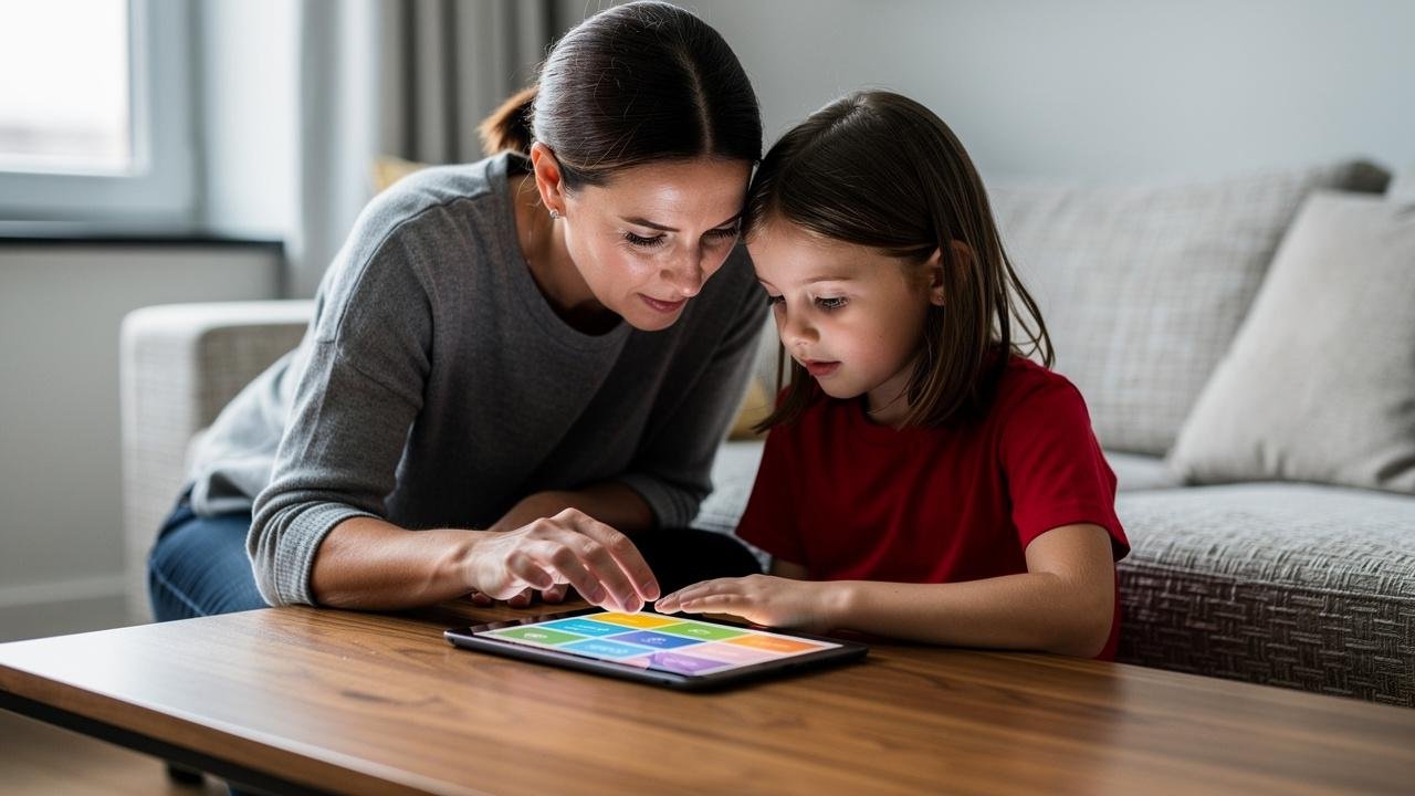 zena-devojcica-tablet-sto